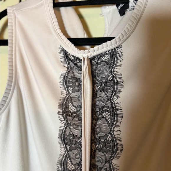 Karl Lagerfeld Career Lace White/Black Tank Ruffle Neck Small - Picture 8 of 9